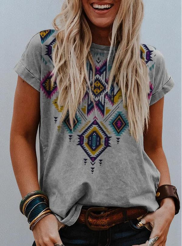 Print Loose Short Sleeve T-shirt Women